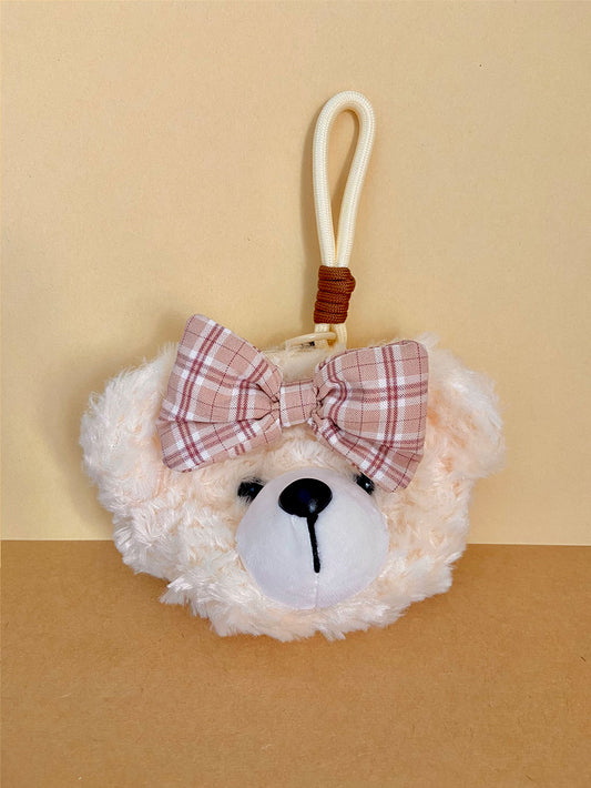 Cute Bow Teddy Bear Plush Bag Charm & Mini Pouch
