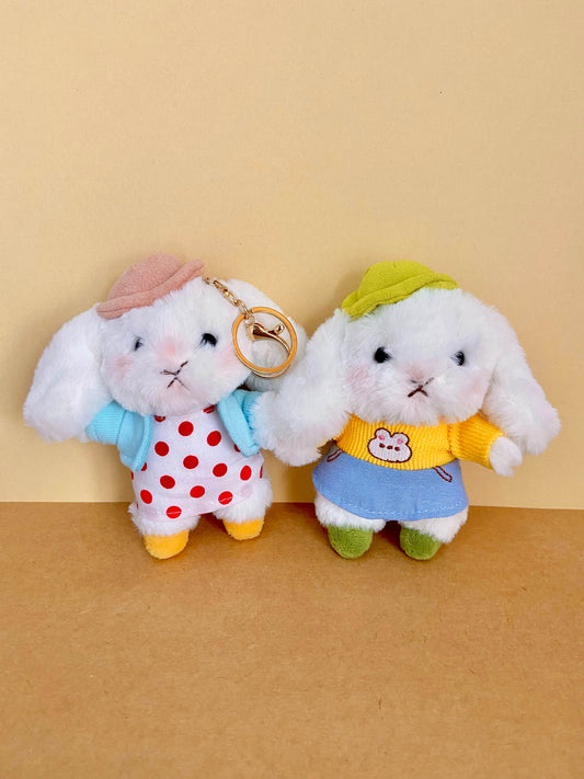 Cute Fuzzy Rabbit Plush Keychain & Bag Charm