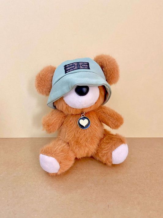 Trendy Hat - Wearing Plush Bear Keychain & Bag Charm