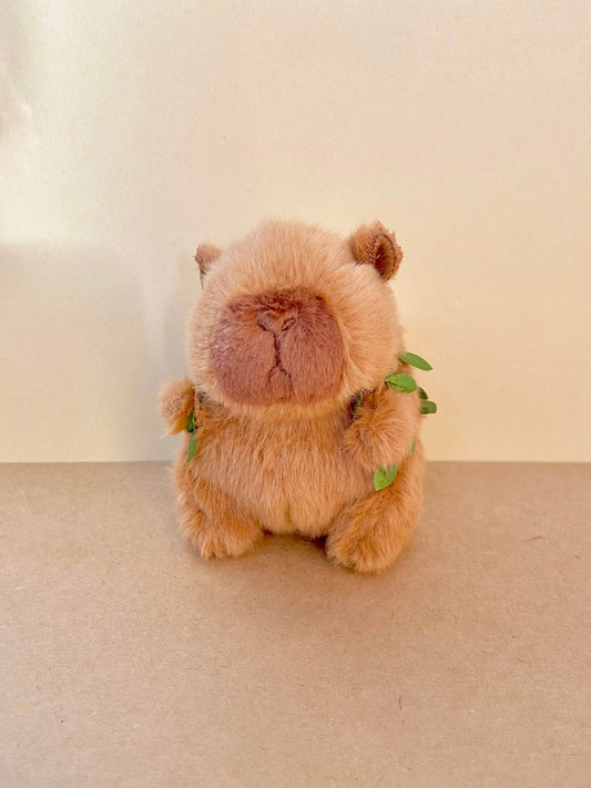 Cute Capybara with Apple Backpack Keychain & Bag Charm