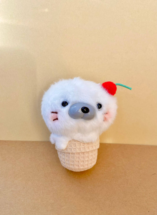 Cute Ice Cream Cone Bear Keychain & Bag Charm with Cherry